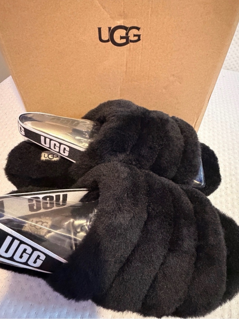 UGG Black Fluff Yeah Slide Sandals
